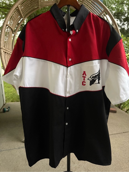 Speed Zone Other - ATC Speed Zone Race Gear Red White Black Colorblock Short-Sleeve Button-Up 2XL